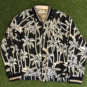 Scotch & Soda Black and Cream Palm Print Bomber Jacket